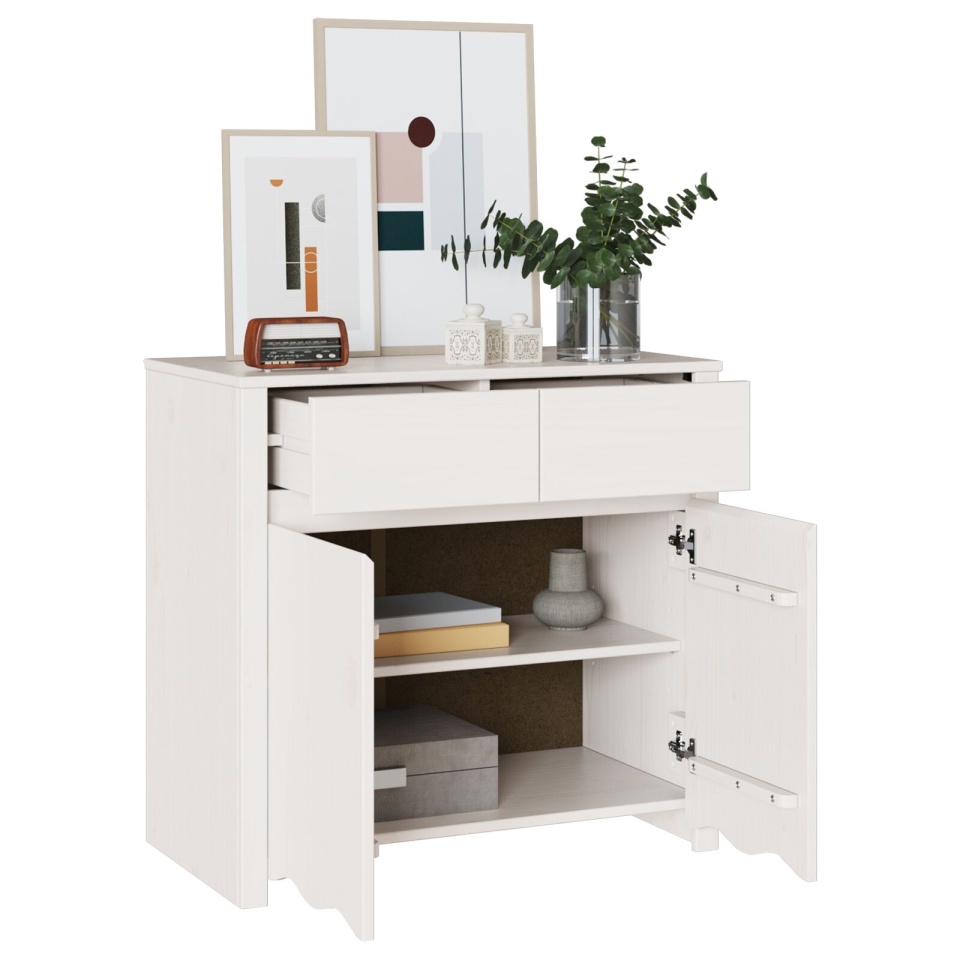 Bufet DRAMMEN Alb 79x43x75,5 cm Lemn Solid Pin - 2 | YEO