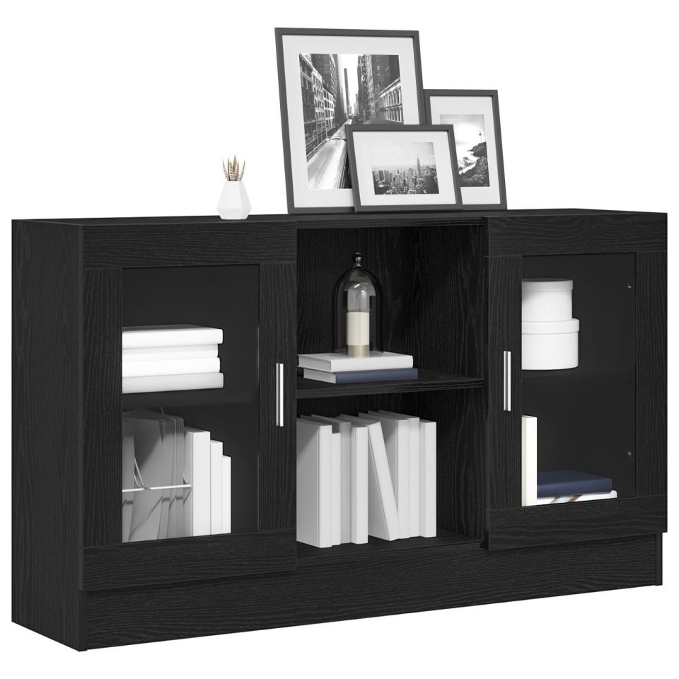 bufet negru 120x30,5x70 cm din lemn - 2 | YEO