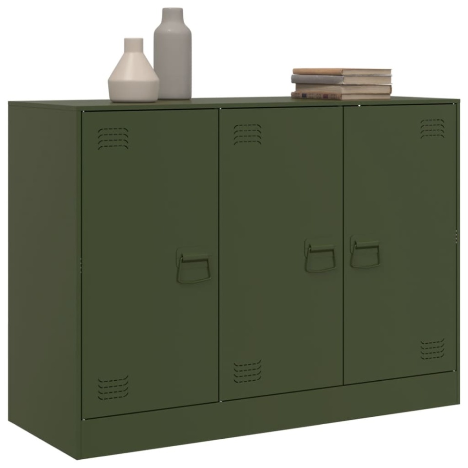 Bufeta verde măslină 99x39x73 cm oțel - 3 | YEO