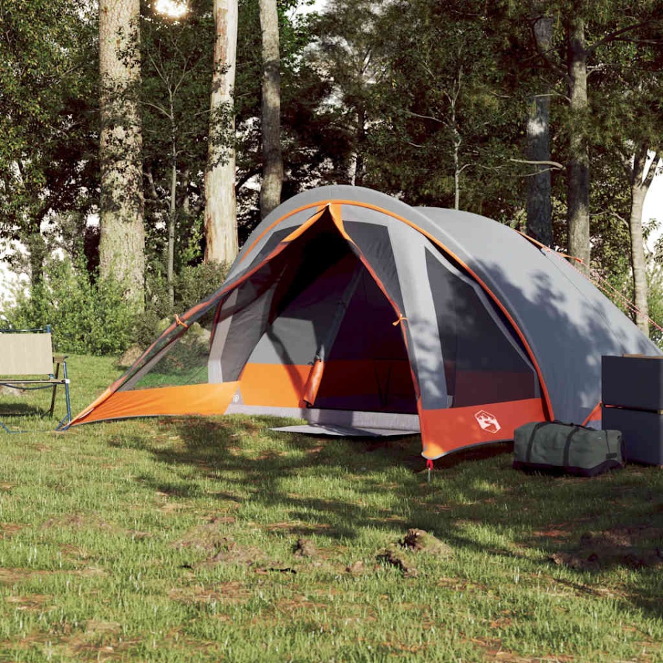 Cabină cort de camping 4 persoane gri și portocaliu impermeabil - 2 | YEO