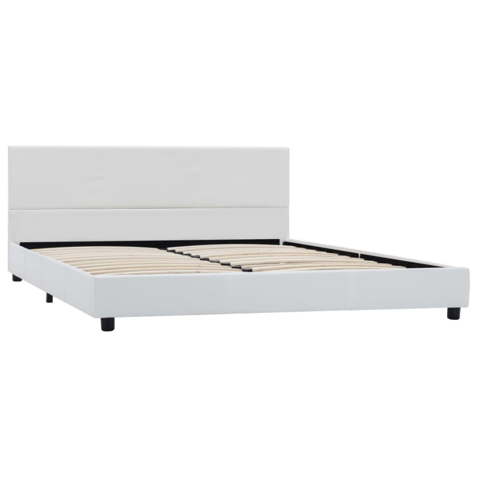 Cadru de pat, alb, 140x200 cm, piele ecologică - 2 | YEO