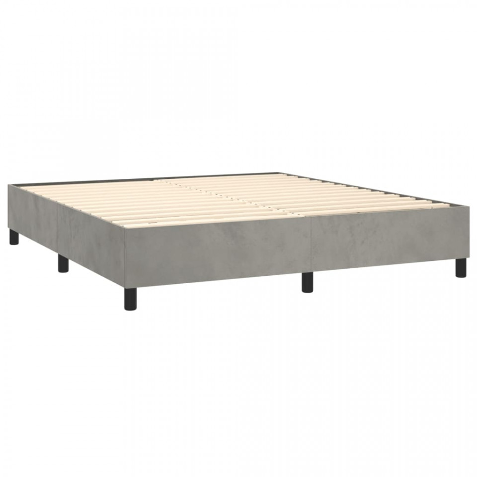 Cadru de pat box spring, gri deschis, 200x200 cm, catifea - 3 | YEO