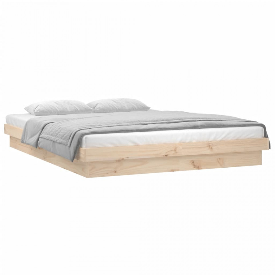 Cadru de pat cu LED, 140x200 cm, lemn masiv - 1 | YEO
