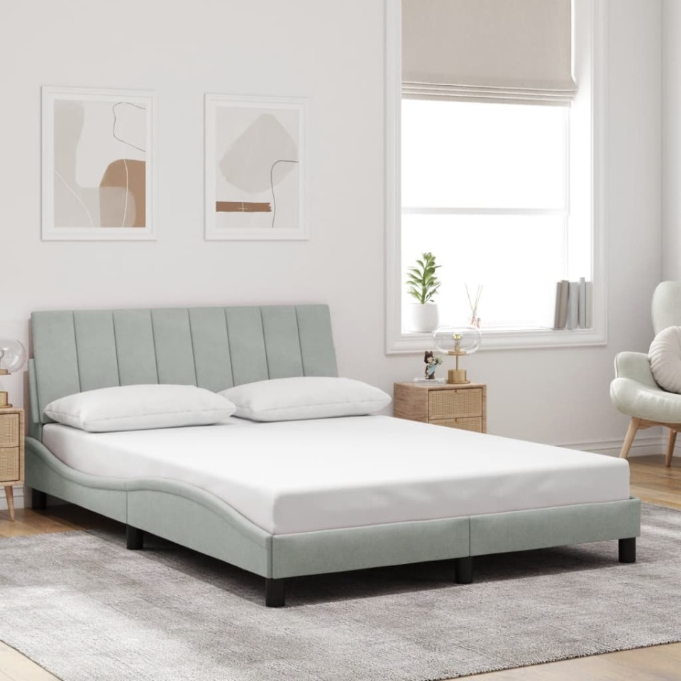 Cadru de pat cu lumini LED, gri deschis, 120x200 cm, catifea - 3 | YEO