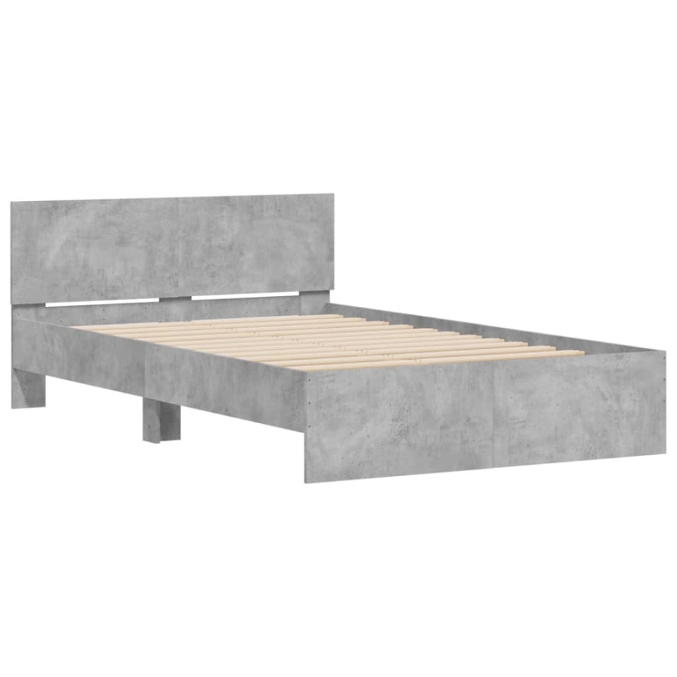 Cadru de pat cu tăblie, gri beton, 120x190 cm - 3 | YEO