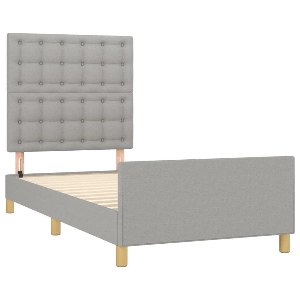 Cadru de pat cu tăblie, gri deschis, 90x190 cm, textil - 3 | YEO
