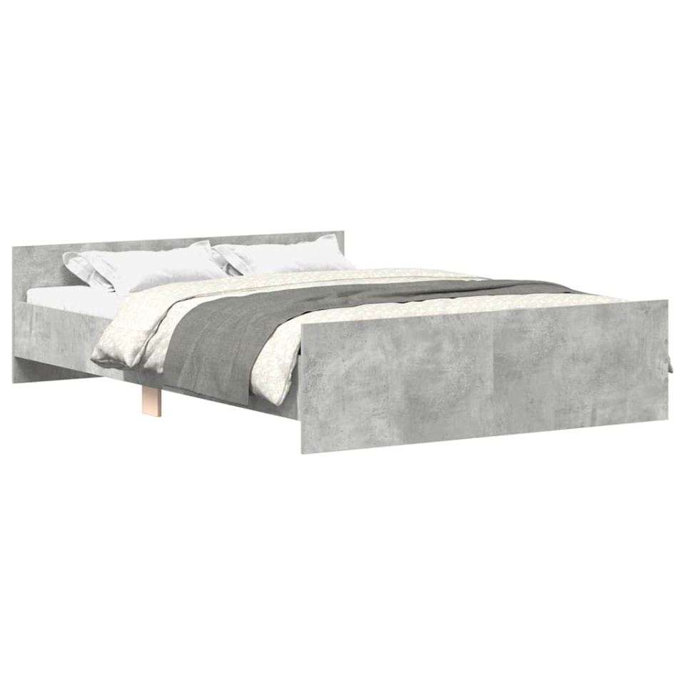 Cadru de pat cu tăblie la cap/picioare, gri beton, 135x190 cm - 1 | YEO
