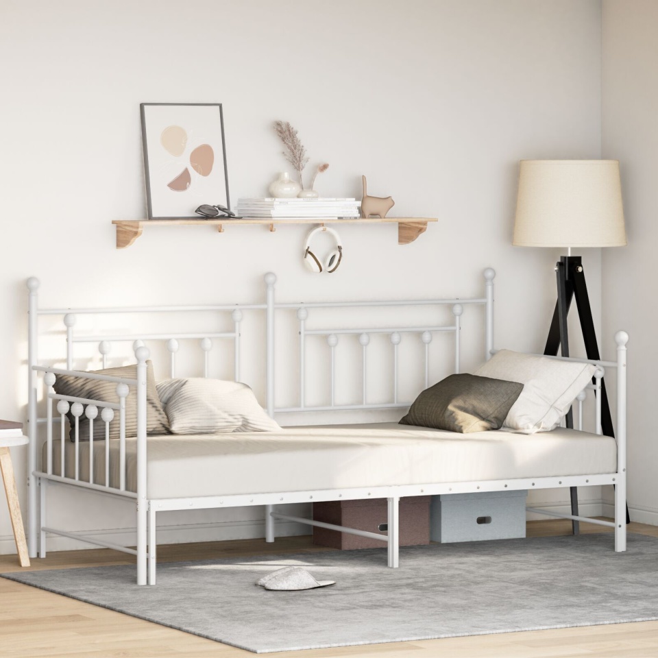 Cadru de pat Daybed cu pat rabatabil Alb 90x200 cm Oțel