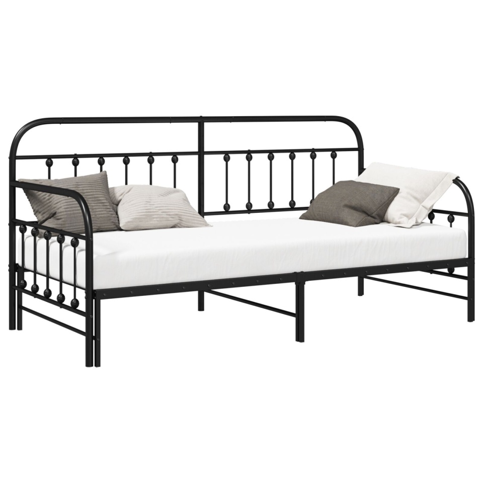 Cadru de pat daybed cu pat suplimentar Negru 90x200 cm Oțel - 1 | YEO