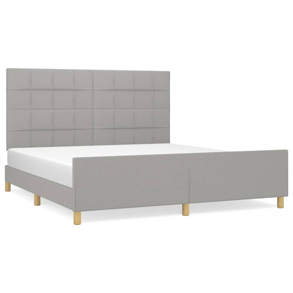 Cadru de pat fără saltea, gri deschis, 160x200 cm, textil - 1 | YEO