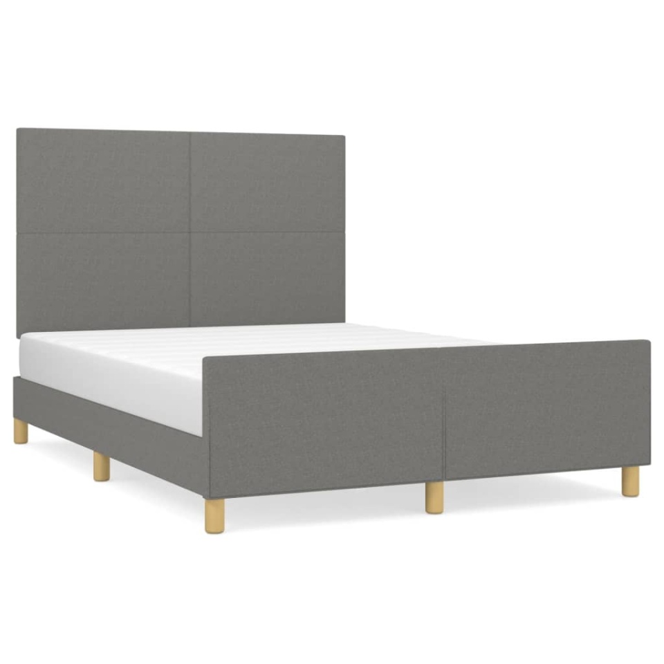 Cadru de pat fără saltea, gri închis, 140x190 cm, textil - 1 | YEO