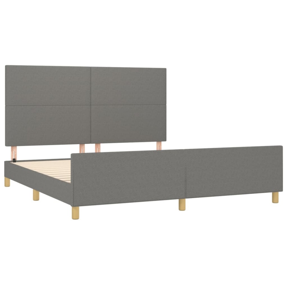 Cadru de pat fără saltea, gri închis, 160x200 cm, textil - 3 | YEO
