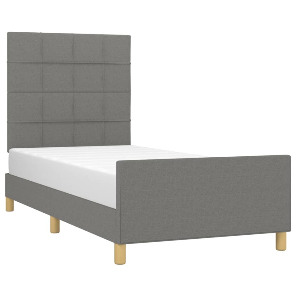 Cadru de pat fără saltea, gri închis, 90x200 cm, textil - 2 | YEO