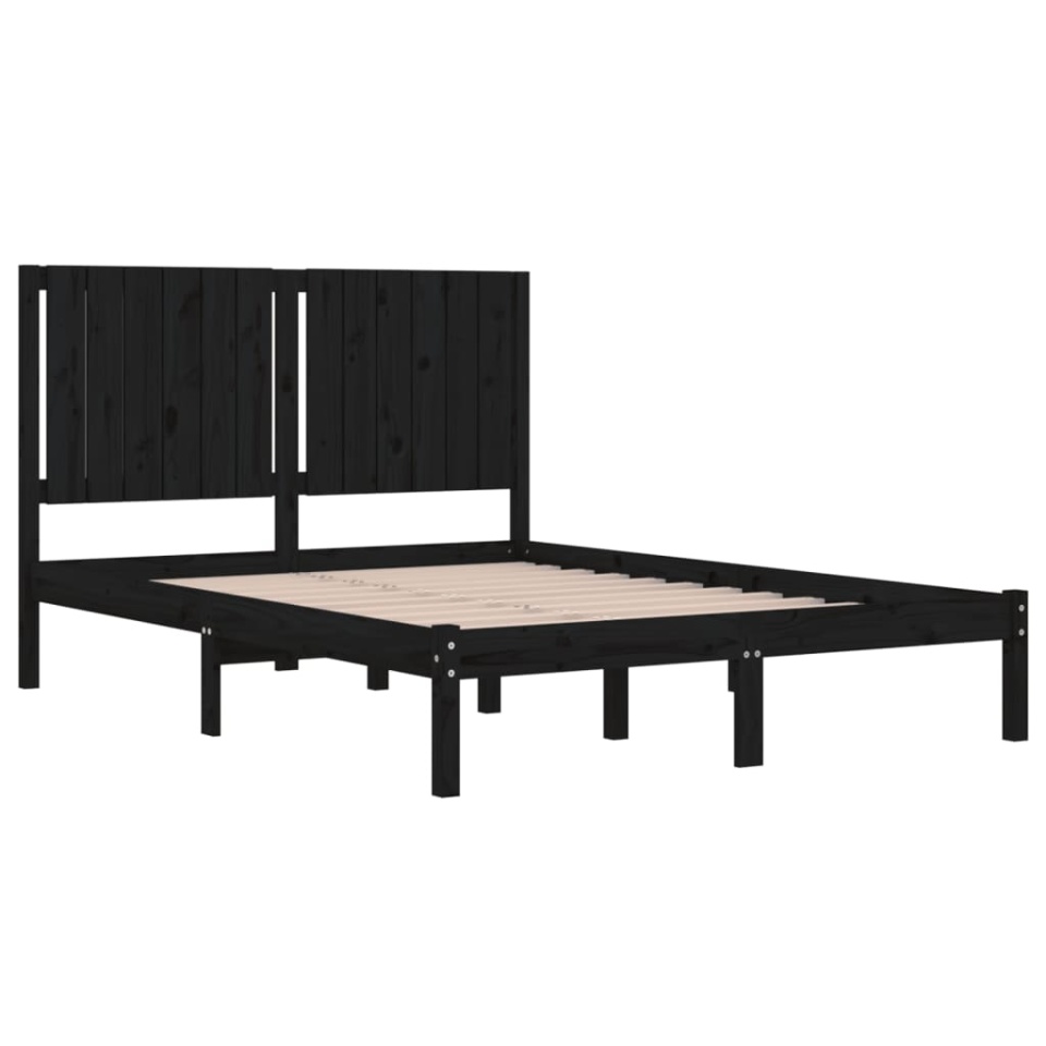 Cadru de pat, negru, 140x190 cm, lemn masiv de pin - 3 | YEO