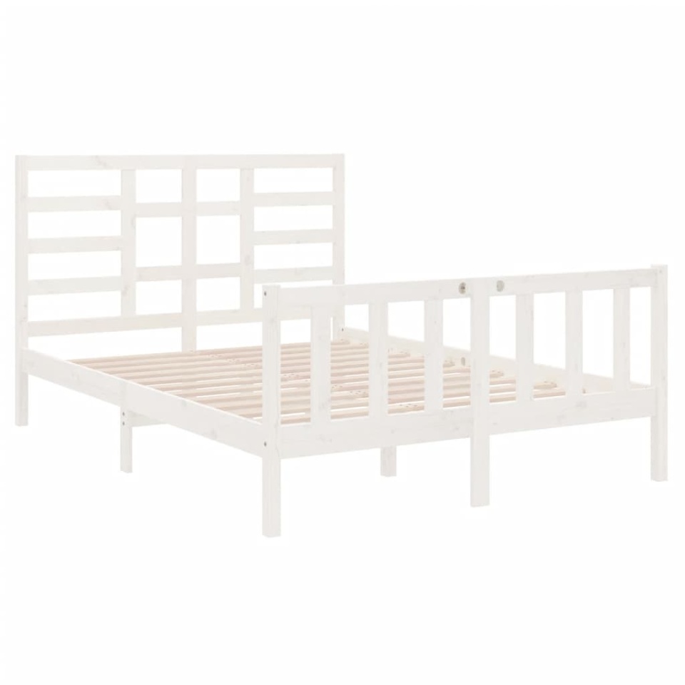 Cadru pat, alb, 140x190 cm, lemn masiv - 3 | YEO