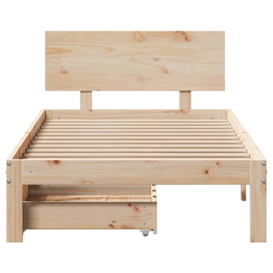 Cadru Pat cu Sertare 100x200 cm Lemn Masiv Pin - 3 | YEO