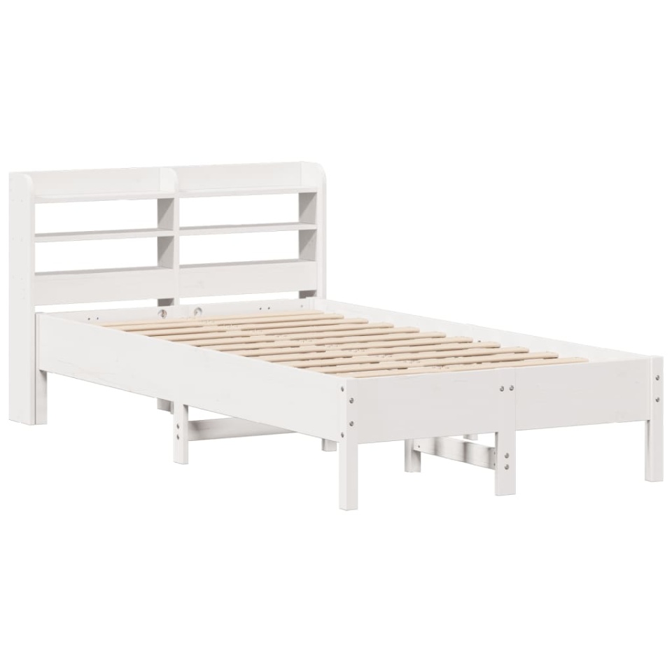 Cadru pat fără saltea, alb, 90x190 cm, lemn masiv de pin - 2 | YEO