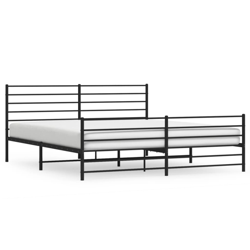 Cadru pat fără saltea, tăblie de picioare negru 180x200cm metal - 1 | YEO