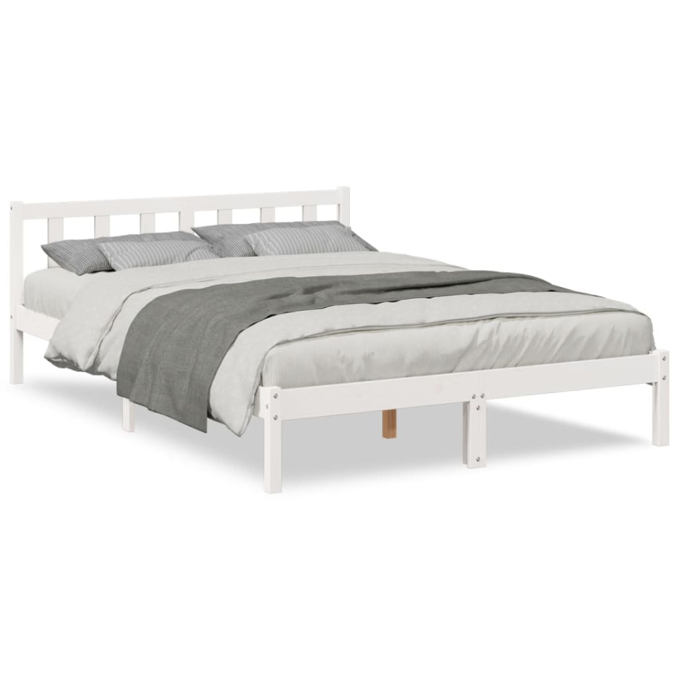 Cadru pat foarte lung fără saltea alb 140x220 cm lemn masiv pin - 1 | YEO