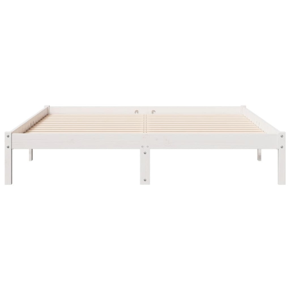 Cadru pat foarte lung fără saltea alb 140x220 cm lemn masiv pin - 3 | YEO