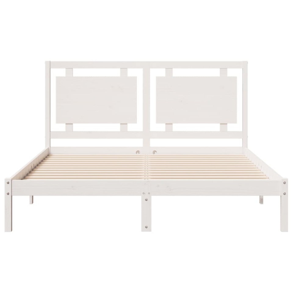 Cadru pat foarte lung fără saltea, alb, 140x220 cm lemn masiv - 3 | YEO