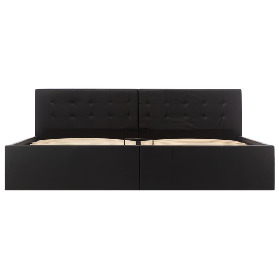 Cadru pat hidraulic cu ladă, negru, 180x200 cm, piele ecologică - 2 | YEO
