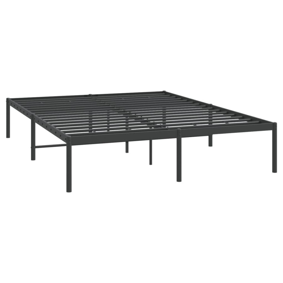 Cadru pat metalic, negru, 150x200 cm - 2 | YEO