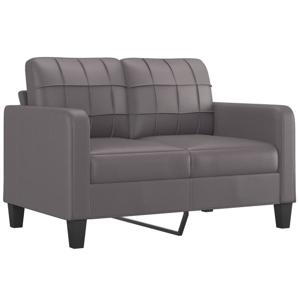 Canapea cu 2 locuri cu pernuțe, gri, 120 cm, piele ecologică - 3 | YEO