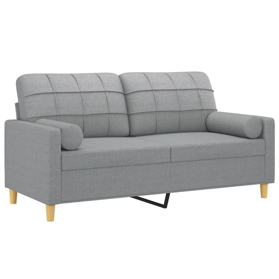 Canapea cu 2 locuri cu pernuțe, gri deschis, 140 cm, textil - 2 | YEO