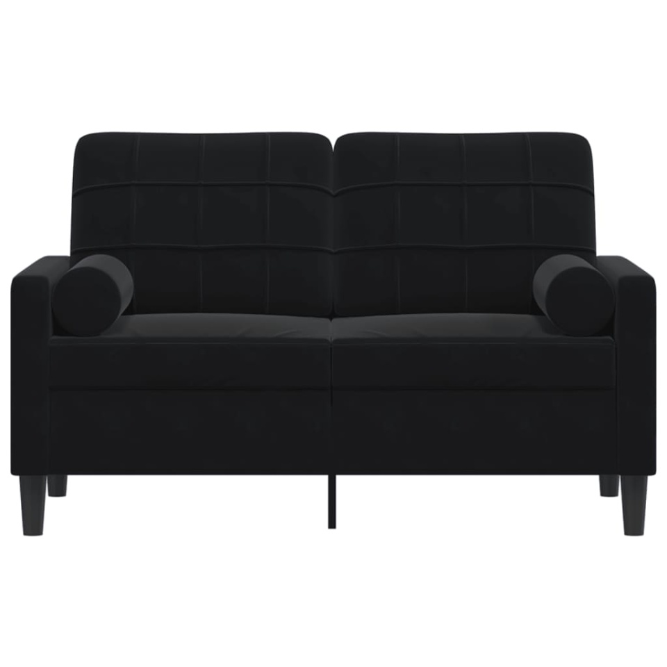 Canapea cu 2 locuri cu pernuțe, negru, 120 cm, catifea - 2 | YEO