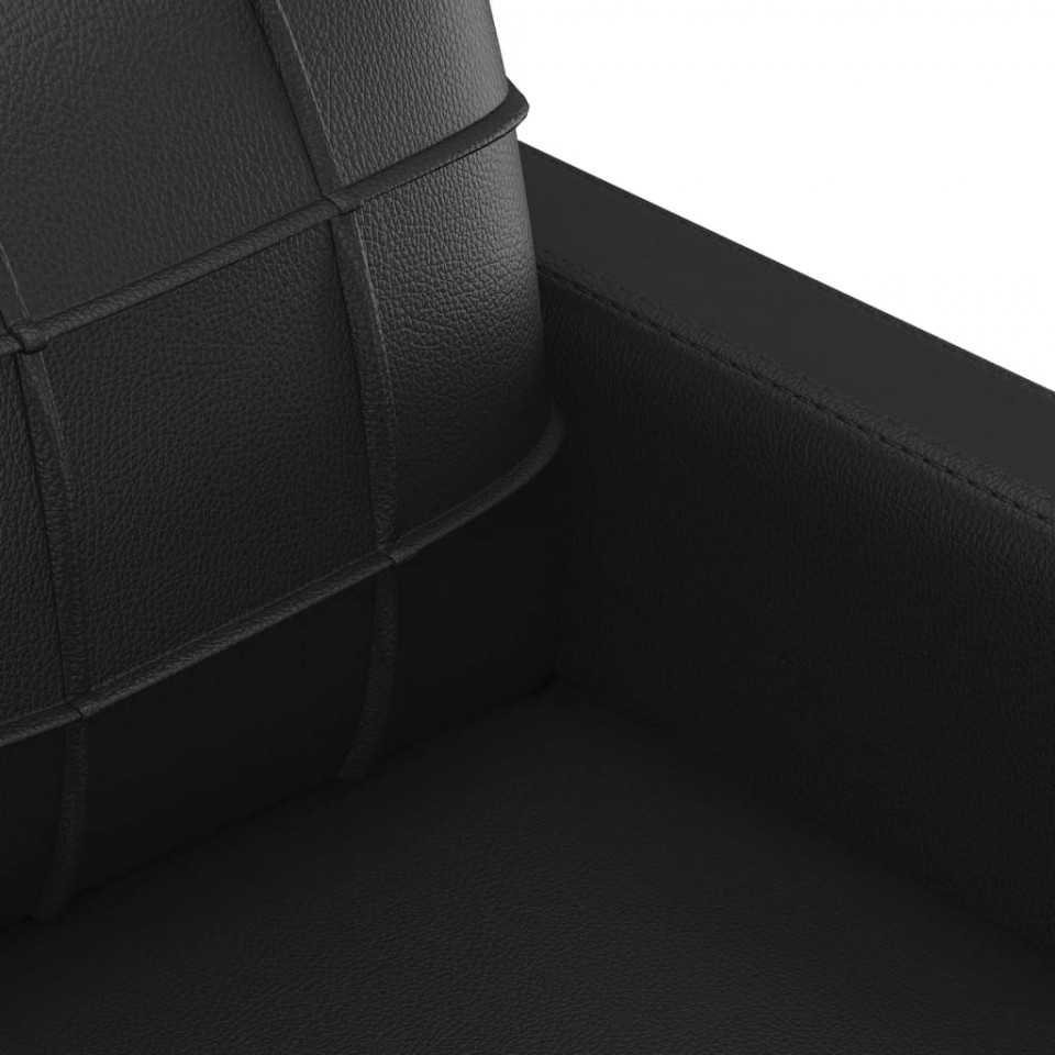 Canapea cu 2 locuri, negru, 140 cm, piele ecologică - 4 | YEO