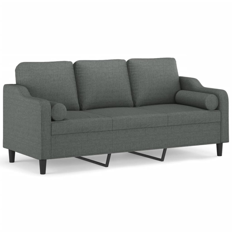 Canapea cu 3 locuri cu pernuțe, gri închis, 180 cm, textil - 1 | YEO