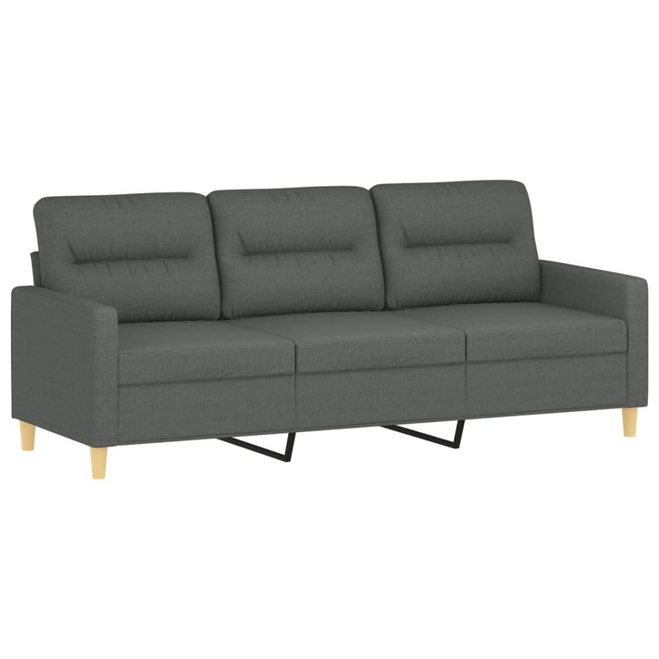 Canapea cu 3 locuri și taburet, gri închis, 180 cm, textil - 3 | YEO