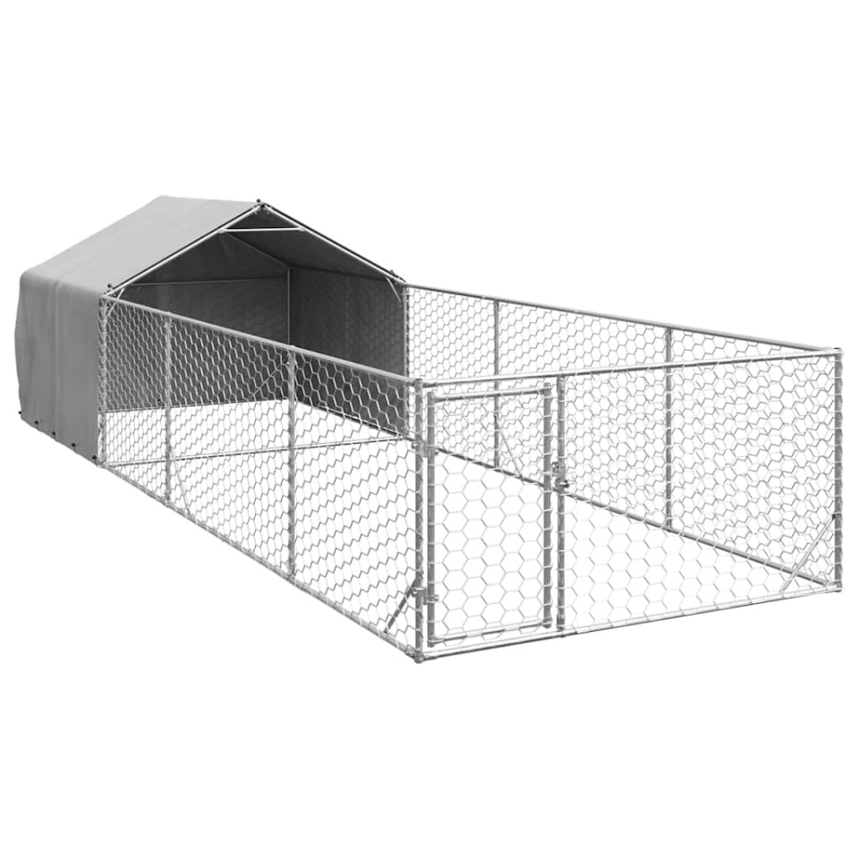 Canisa de exterior cu alergare 6x2x1,5 m otel galvanizat - 1 | YEO