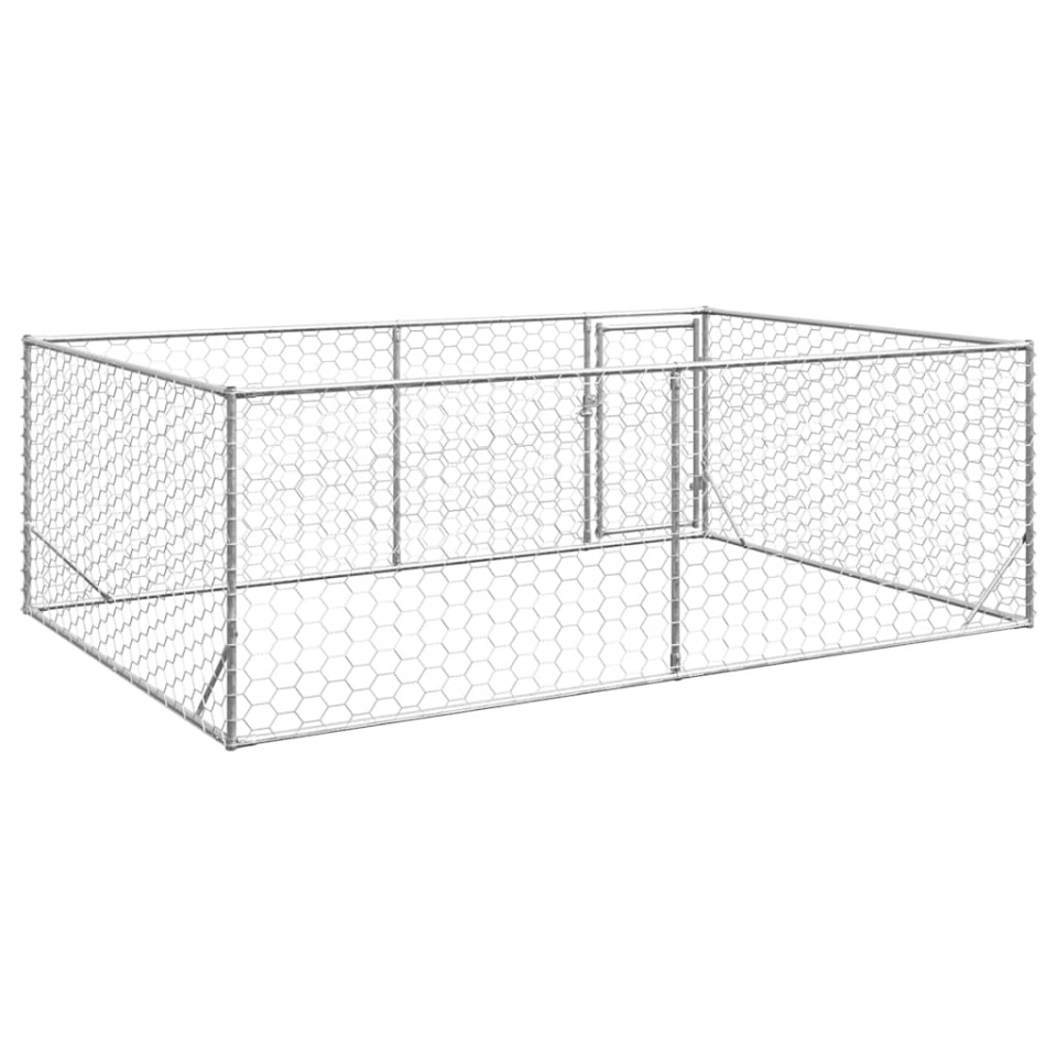 Canisa de exterior pentru caini cu usa 3x2x1 m otel galvanizat