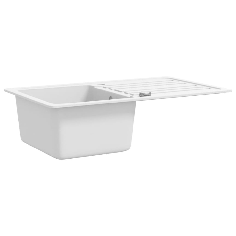 Chiuvetă bucătărie granit, bazin unic cu scurgere, reversibilă, gri - 3 | YEO