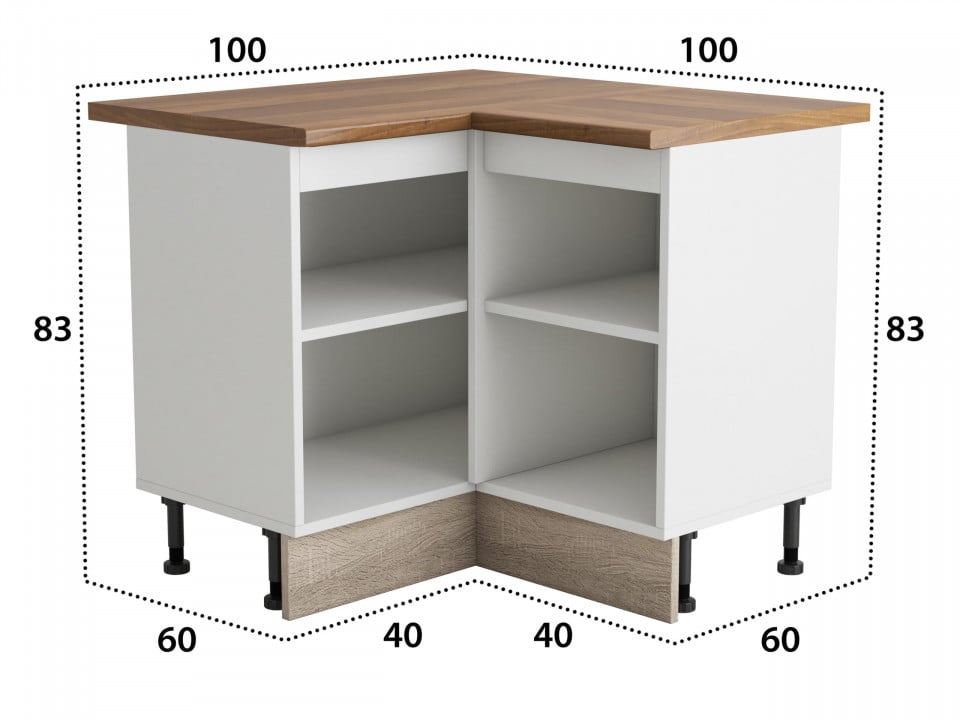 Coltar Alfa, Sonoma, Blat termic nuc, PAL, 100x83x60 cm