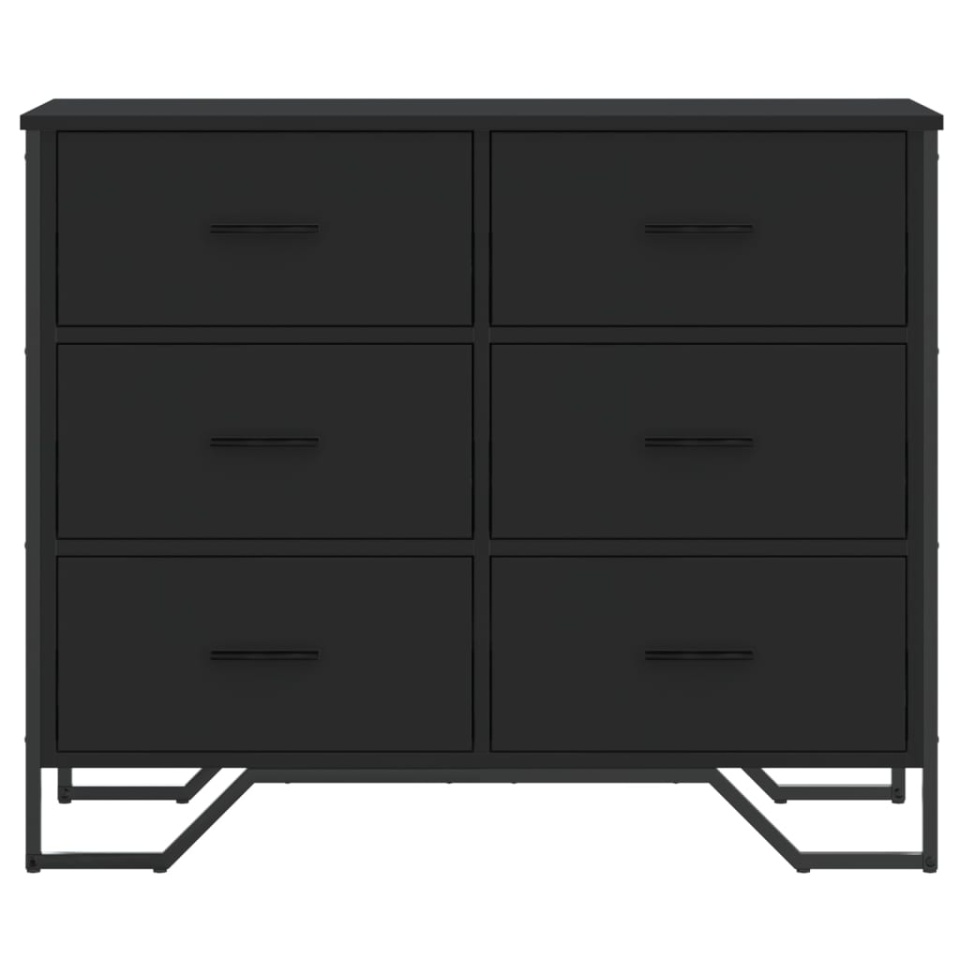 Comodă cu sertare, negru, 91x35,5x74,5 cm, lemn prelucrat - 3 | YEO