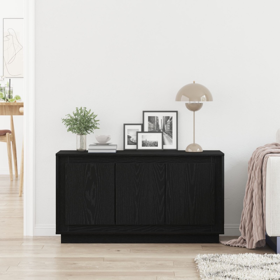 Comodă Neagră Stejar 102x35x55 cm Lemn Compus - 3 | YEO