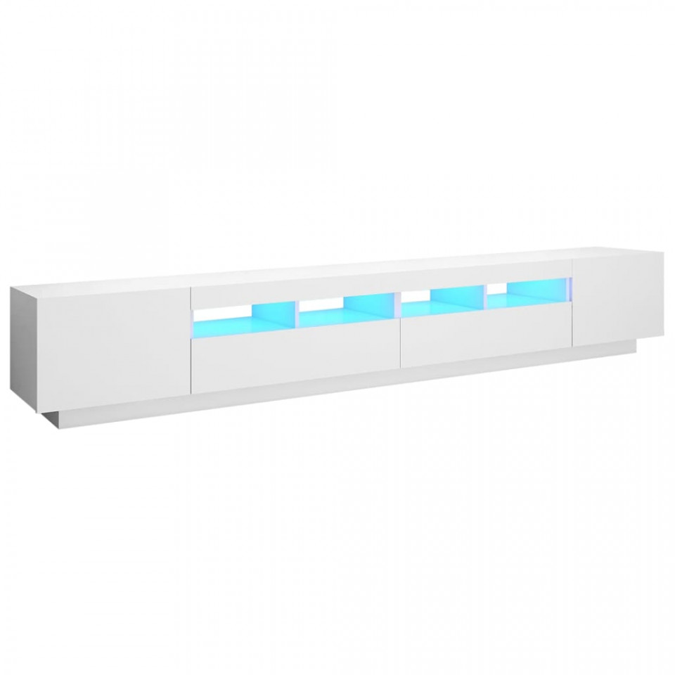 Comodă TV cu lumini LED, alb, 260x35x40 cm - 1 | YEO