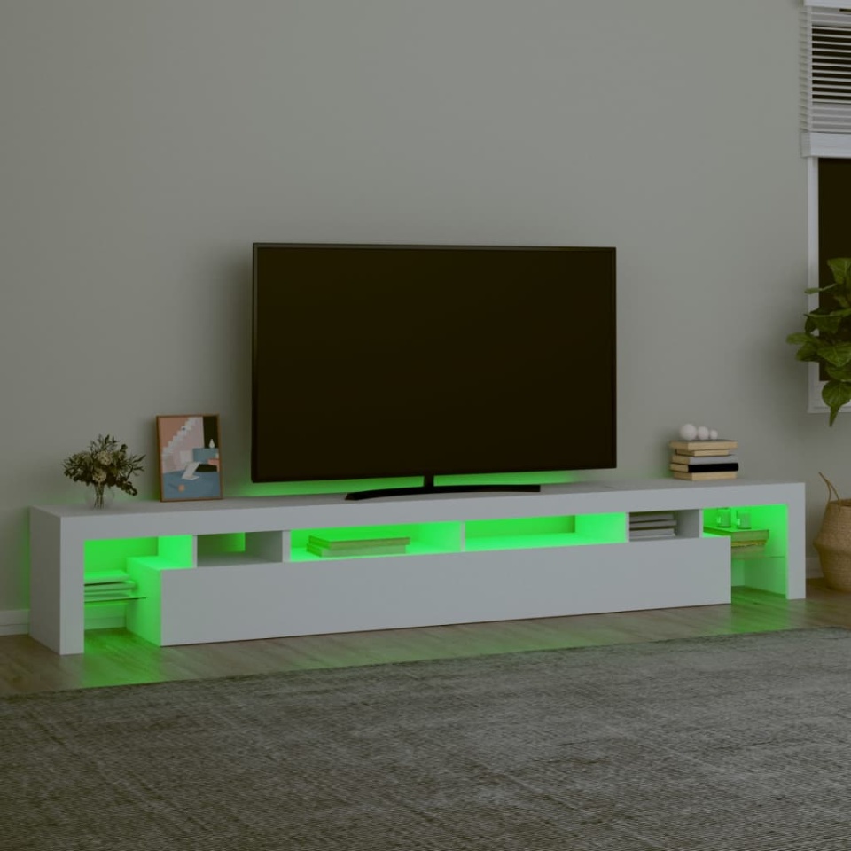 Comodă TV cu lumini LED, alb, 260x36,5x40cm - 3 | YEO