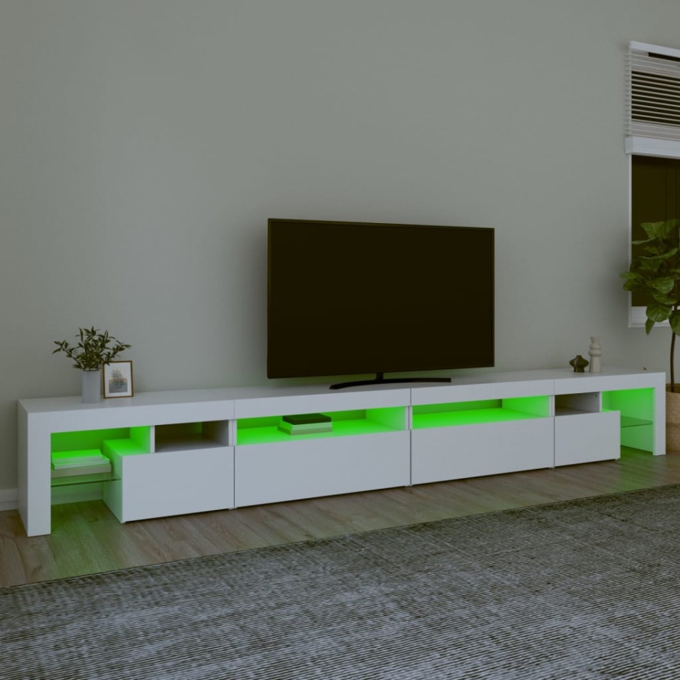 Comodă TV cu lumini LED, alb, 290x36,5x40 cm - 3 | YEO