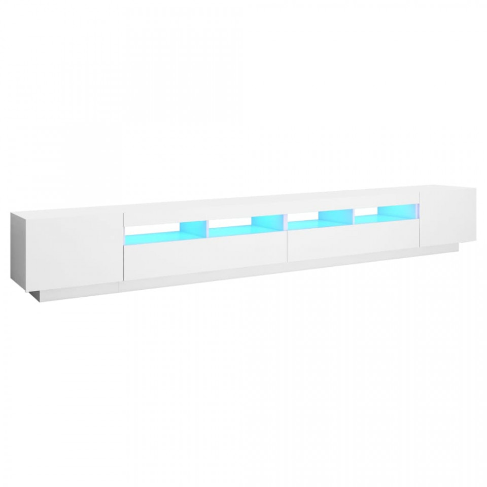 Comodă TV cu lumini LED, alb, 300x35x40cm - 1 | YEO