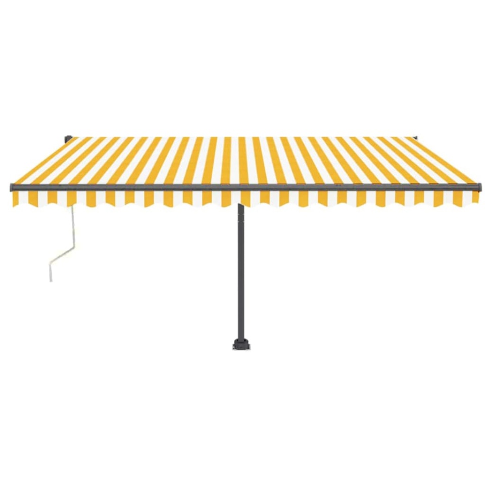 Copertină automată cu LED/senzor vânt, galben&alb, 450x350 cm - 2 | YEO
