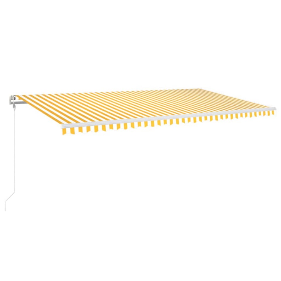 Copertină automată cu senzor vânt & LED, galben&alb, 600x350 cm - 1 | YEO
