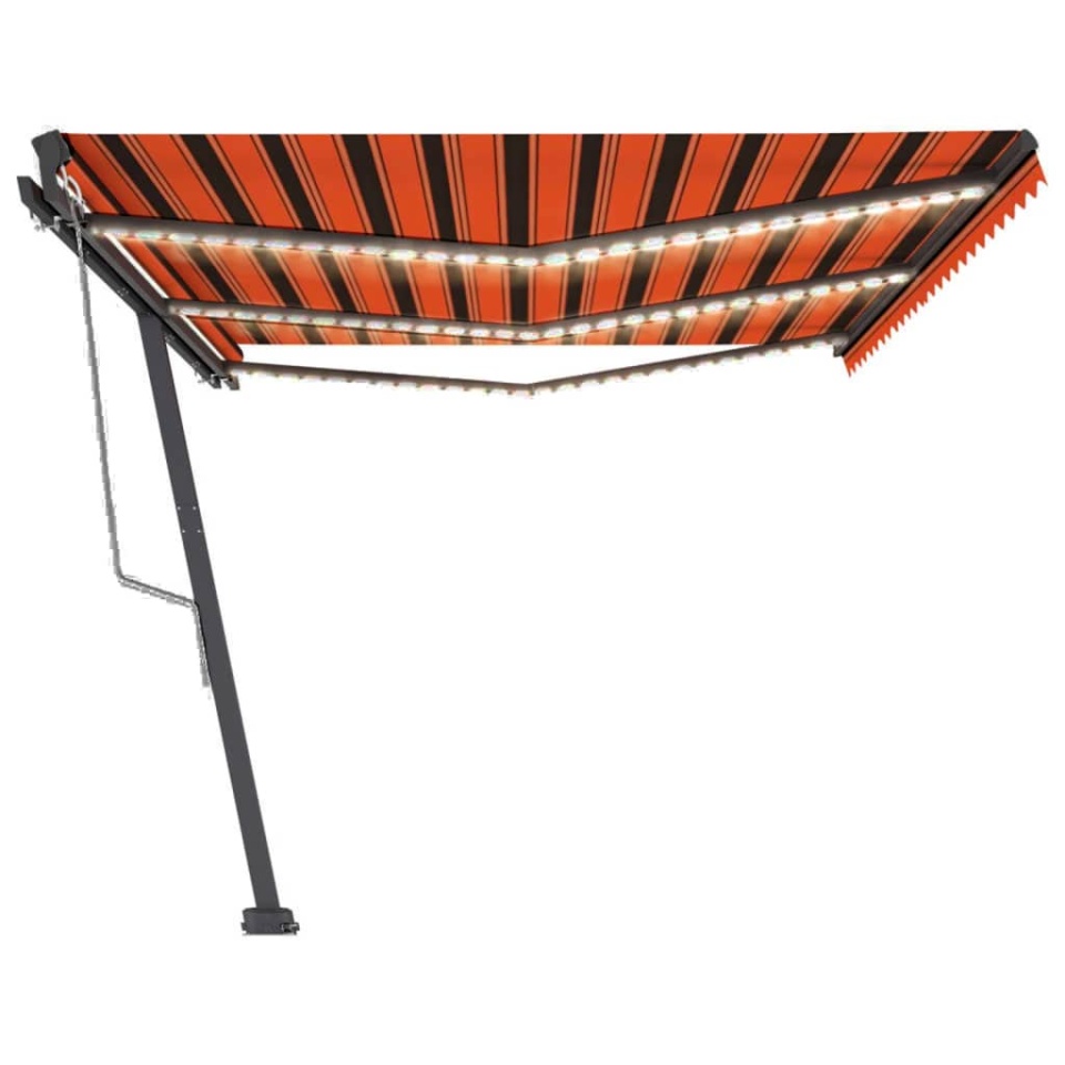 Copertină automată senzor vânt&LED, portocaliu&maro, 600x300 cm - 3 | YEO