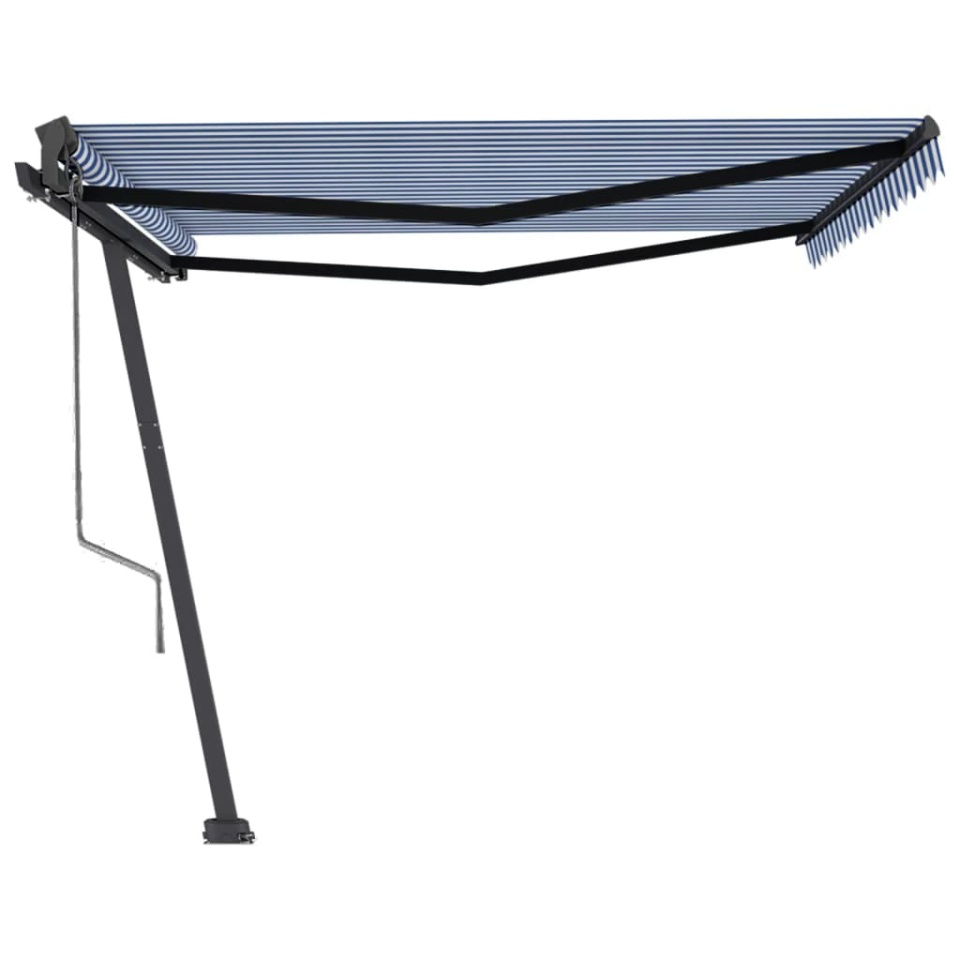 Copertină autonomă retractabilă automat albastru&alb 450x350 cm - 3 | YEO