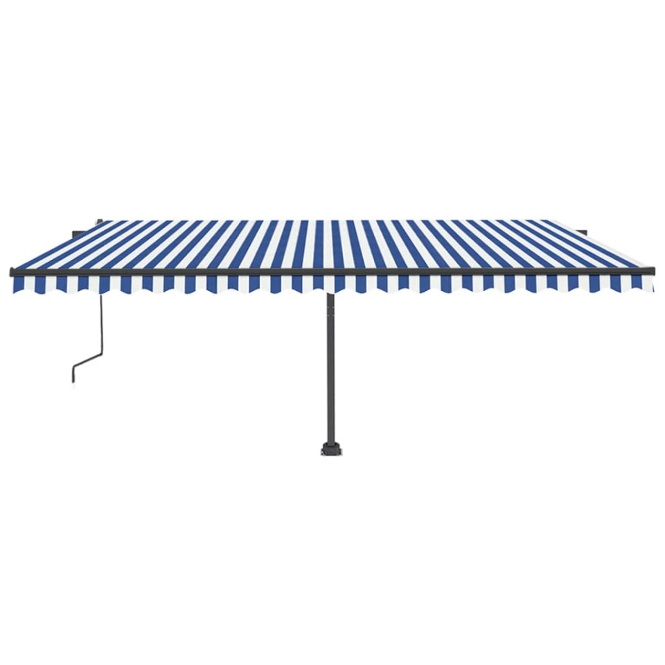 Copertină autonomă retractabilă automat albastru&alb 500x350 cm - 2 | YEO