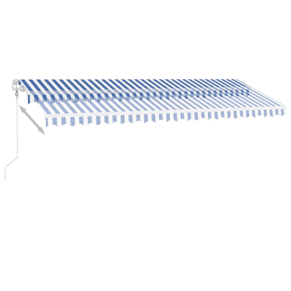 Copertină autonomă retractabilă automat albastru&alb 500x350 cm - 3 | YEO