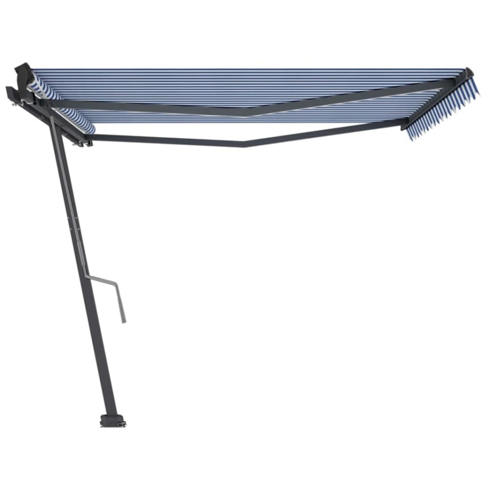 Copertină autonomă retractabilă manual albastru&alb 450x300 cm - 3 | YEO